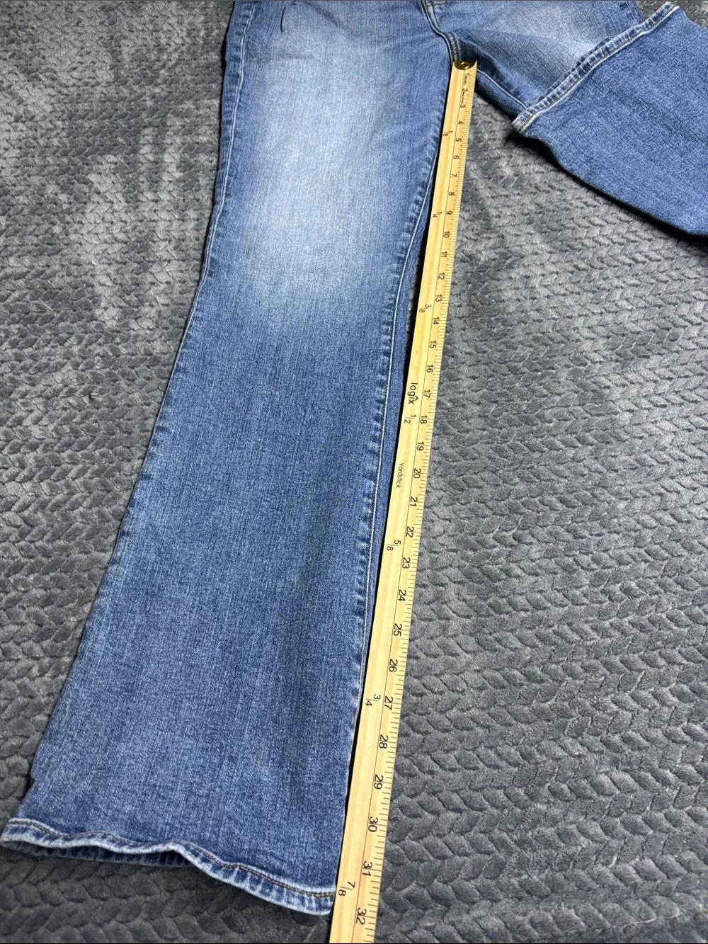 Daze Classic Blue Flare Jeans with Light Distressing